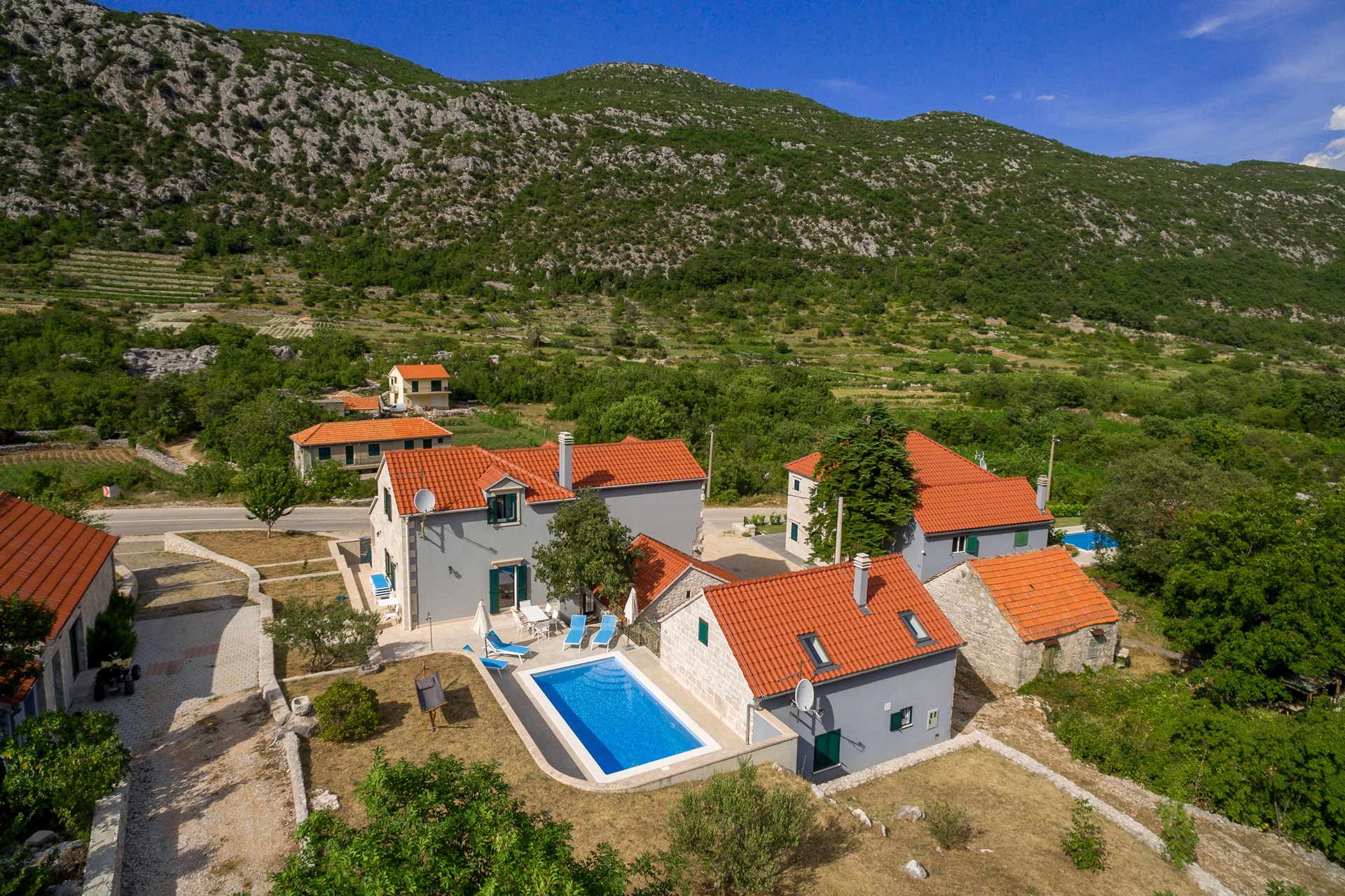 Drone view on the Villa Roglic and its property